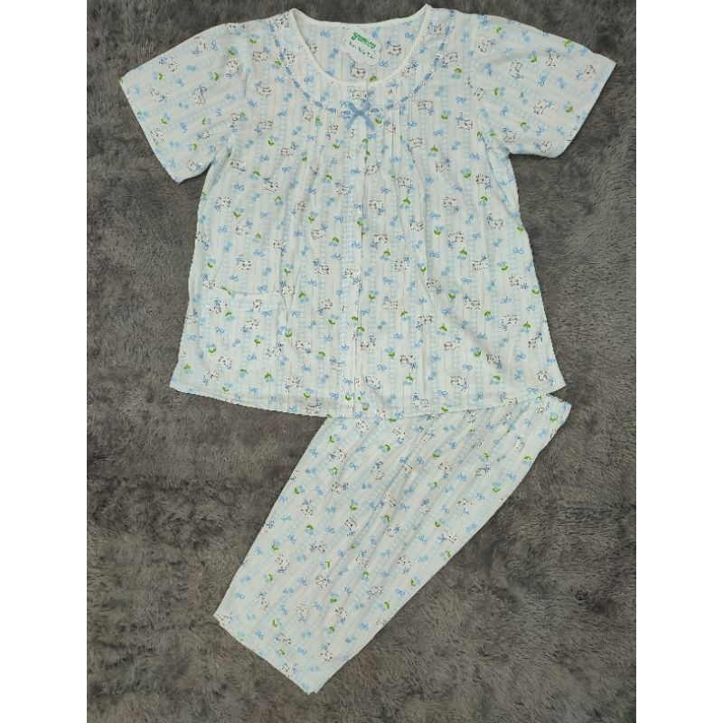 PROMO DISKON Yumico XL setelan baju tidur bahan kaos tangan pendek celana 7/8 xl