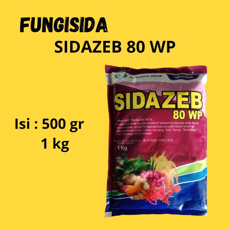 Fungisida (Mankozeb kuning) SIDAZEB 80WP 500gr dan 1kg
