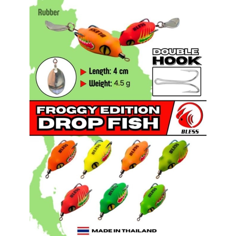 Bless soft frog Drop Fish 4cm umpan casting gabus, thailand