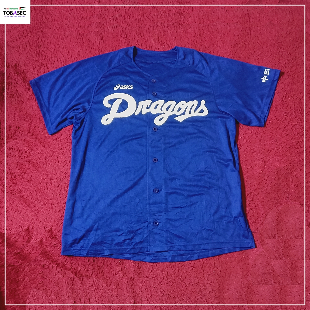 Kaos Baju Tshirt Jersey Dry Fit Asics Chunichi Dragons 2014 Official Baseball Japan Size XL