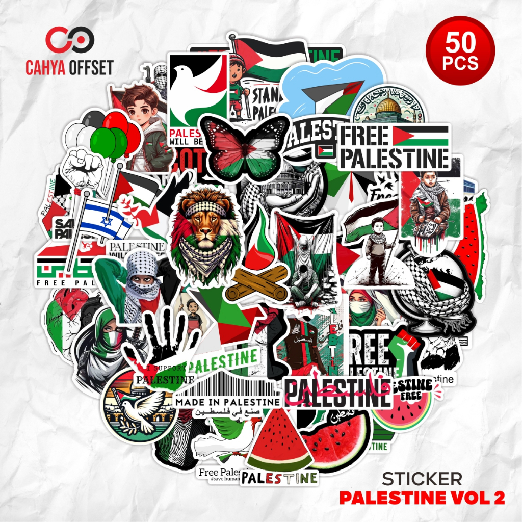 

5.5 COD Stiker Palestine Vol.2 Sticker Vinyl Waterproof Motor Mobil Laptop HP Helm Free Palestine