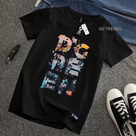 D'Green Baju Kaos Model Baru 2022 Pria Kasual Cotton 30s Hitam
