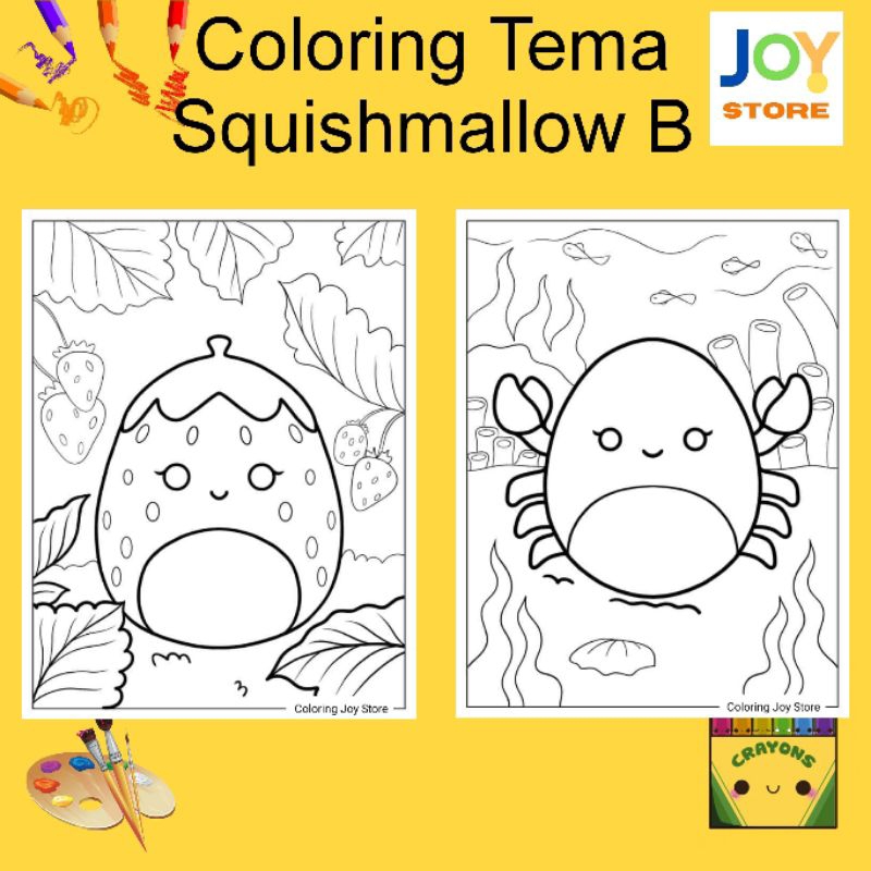 

Kertas Gambar Mewarnai ukuran A4 dan A5 150 gsm - Coloring Paper Tema Squishmallow B Toko Joy Store