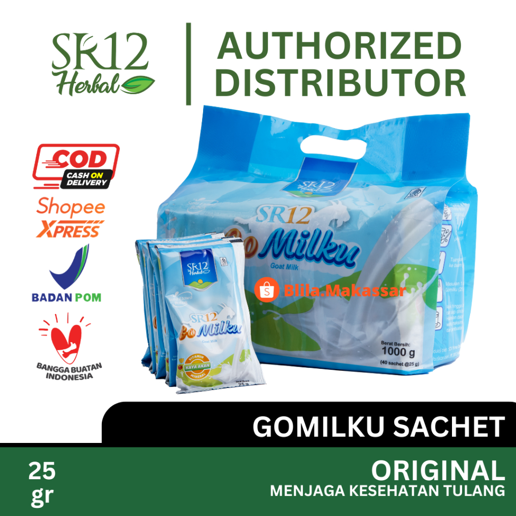 

SR12 Sachet Gomilku Original 25gr isi 40pcs Tulang Saset Go Milku Ori Susu Kambing Etawa Bubuk