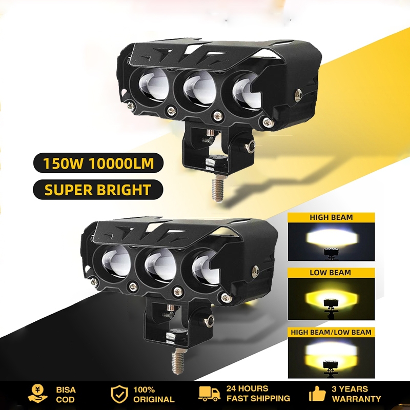 Lampu Tembak Led Foglamp CR7 3 Mata Laser Gun Putih Kuning 2 Warna Waterproof CR7 Lampu Tembak 3 Mat
