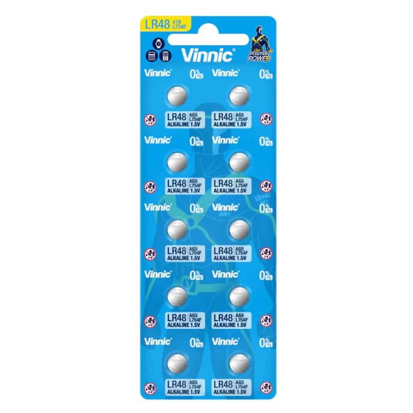 Baterai Vinnic AG5 LR48 L754F Baterai Kancing Jam Tangan Kalkulator isi 10 biji AG 5