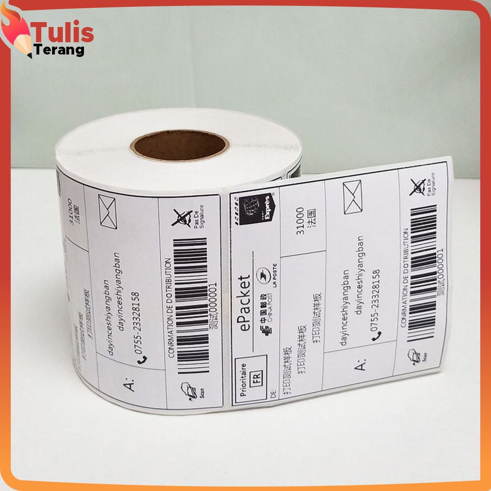 

Kertas Thermal 100x150 MM Isi 500 LEMBAR / Label Kertas Stiker Resi Barcode / Sticker Direct Thermal Tulis Terang A72