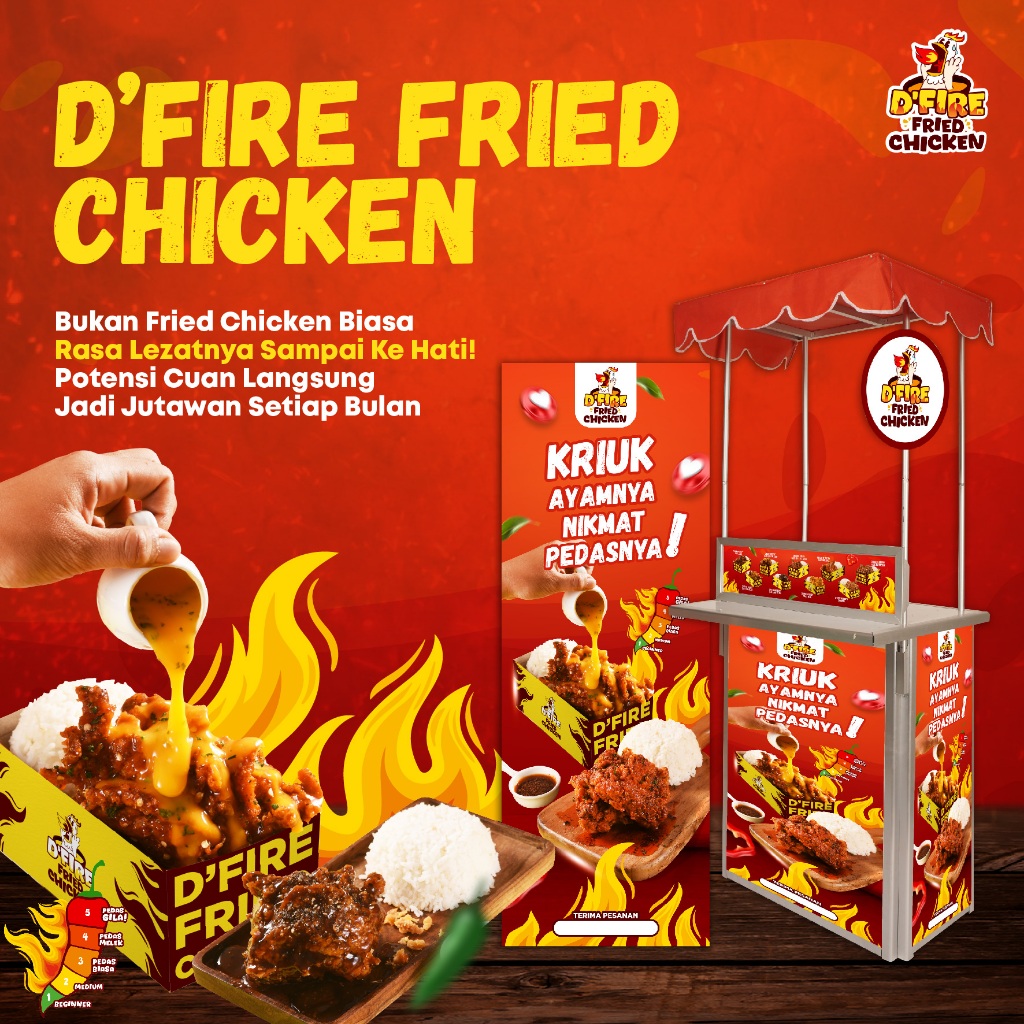 

Paket Usaha Kemitraan D'Fire Fried Chicken Siap Jualan