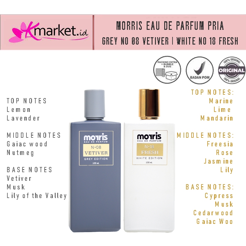 Morris Eau De Parfum Grey Edition | Morris Eau De Parfum White Edition - Parfum Pria