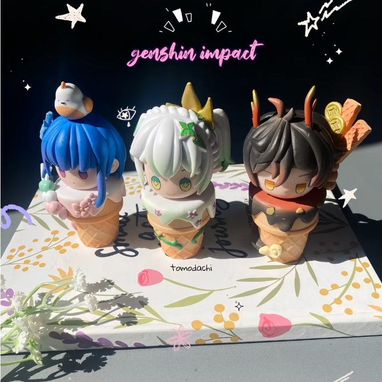 Action Figure Genshin Impact Chibi Ice Cream | Action Figure Nahida Zhongli Raiden Shogun