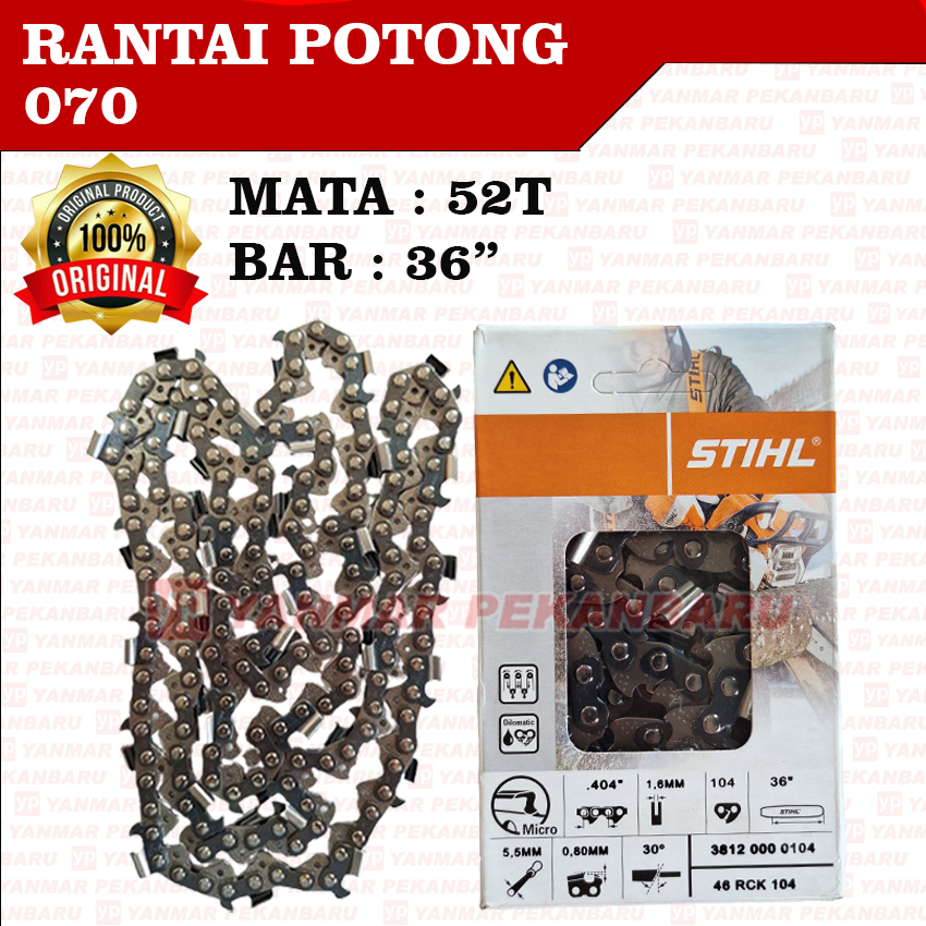 070 Rantai Chainsaw Potong 52T Bar 36" Sinso Senso Besar STIHL ORI