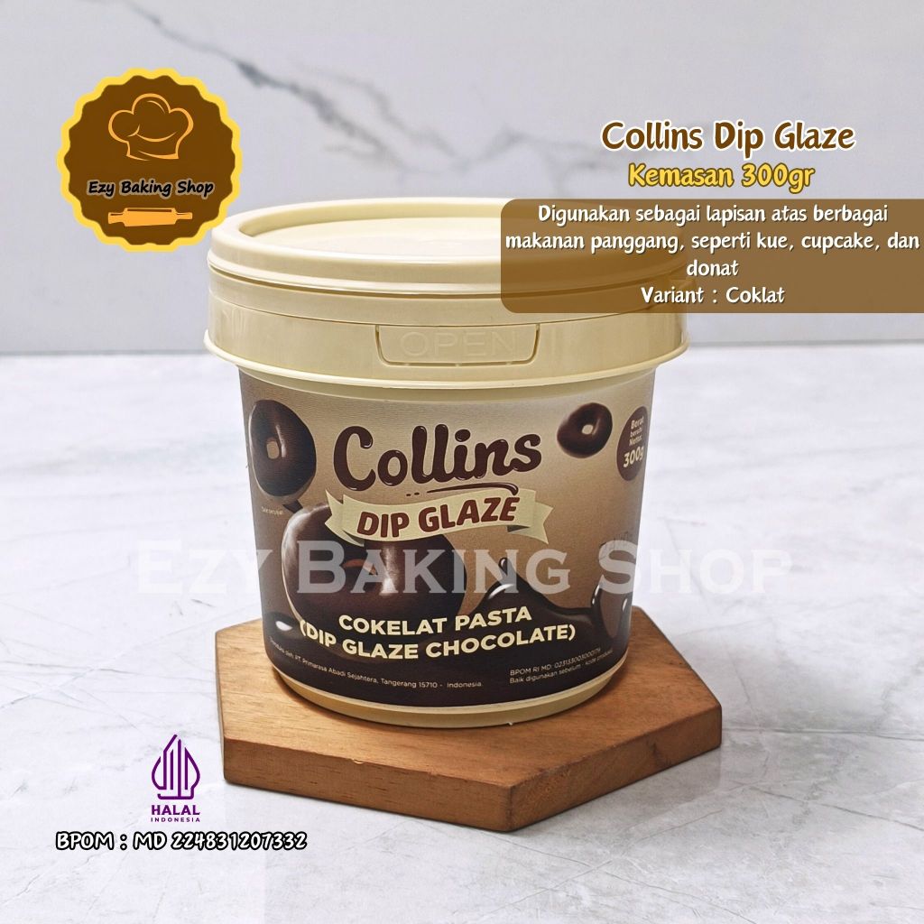 

COLLINS DIP GLAZE 300GR - Coklat Dipping Glaze Topping Donat / Pisang Nugget