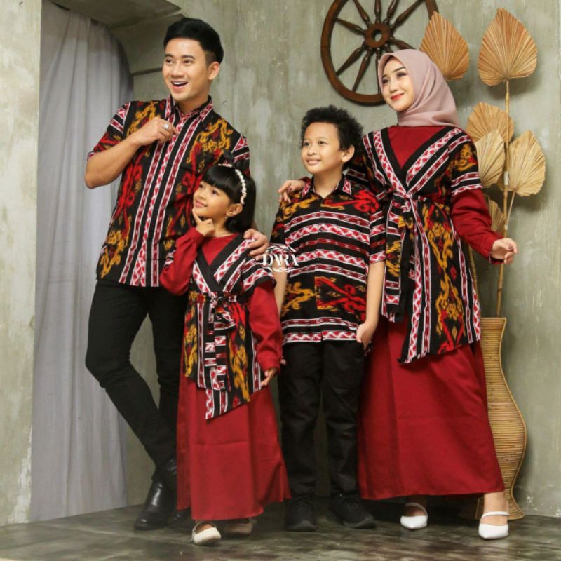 Couple Gamis Ayamia Maroon Motif Songket Tenun Jumbo Ld 120