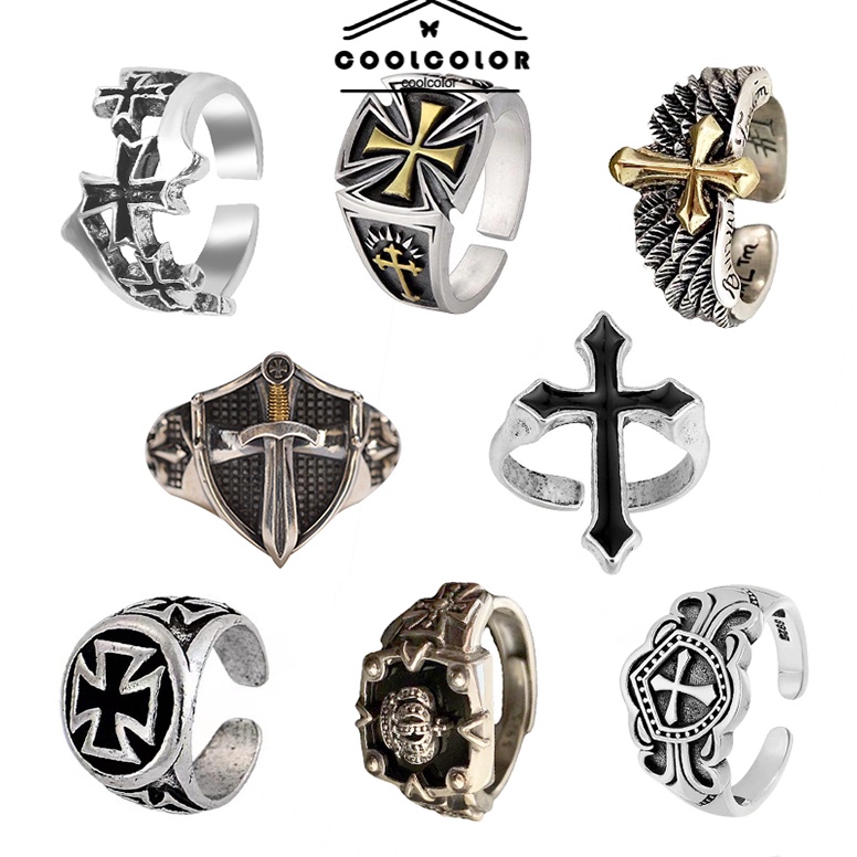 Segera belanja CODCincin SalibCincin Cross HitamCincin Retro PriaCincin Titanium Pria Punk Gaya Rock