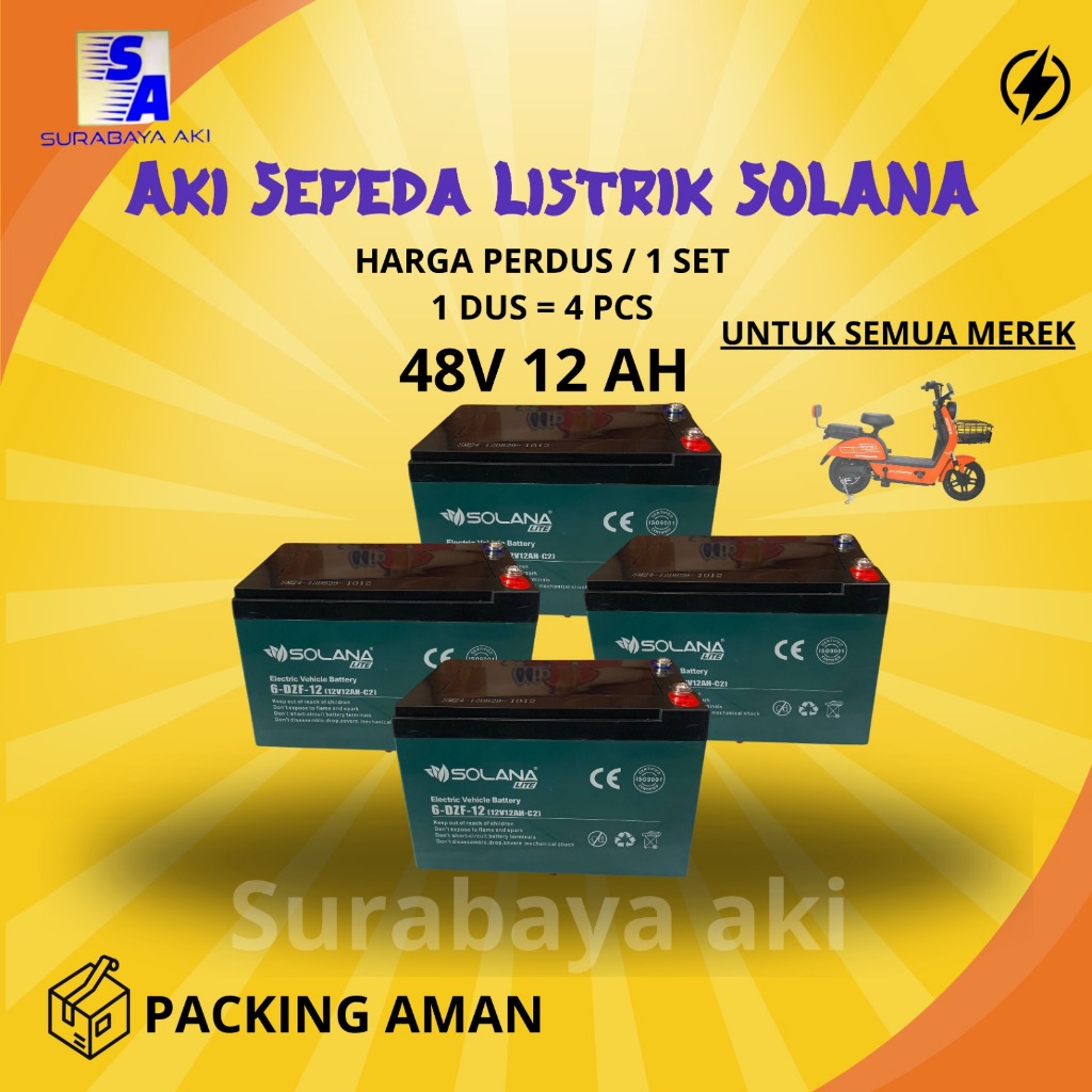 aki sepeda listrik aki selis pacific exotic VOLTA UWINFLY TIGER 6dzm12 atau 12volt 12ah AKI SOLANA