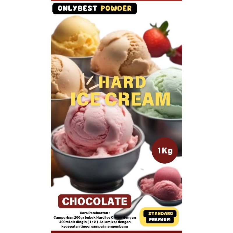

Bubuk Hard Ice Cream COKLAT 1kg 8 Ltr Ice Cream MURAH / Bubuk Ice Cream COKLAT 1kg Standard Premium Onlybest Powder / Bahan Ice Cream COKLAT 1kg Standard Premium / Bubuk Ice Cream / Ice Cream Powder / Bubuk Es Cream / Bubuk Es Krim /Tepung Es Krim
