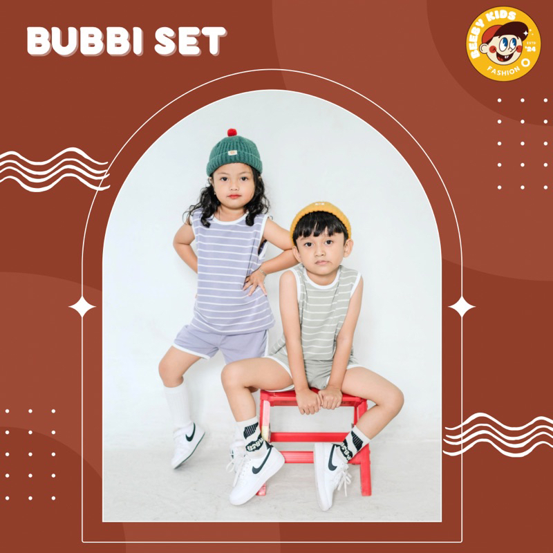 Beeby Kids l Bubbi Set | Setelan Anak Cewek Cowok Couple Kakak Adik Stylish Modern Lucu