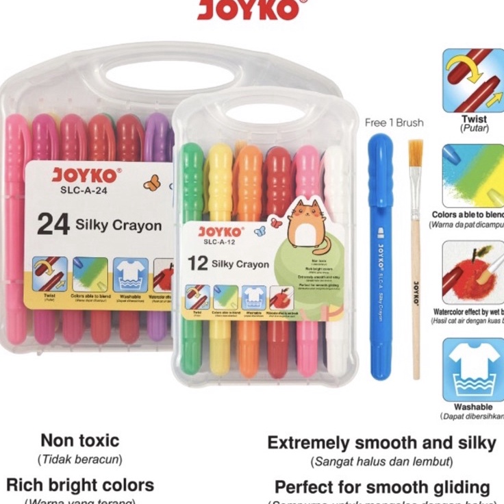

Harga Kompetitif JOYKO SILKY CRAYON KRAYON HALUS CAT AIR WATER COLOURS S A 12 24 WARNA