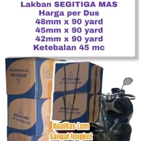 

1 DUS|72 pcs|Lakban SEGITIGA MAS 2"x90 yardx45 mc| KHUSUS GOJEK INSTAN Bandung, kualitas TERATAS setara Nachi TERMURAH ! Lakban BENING, Lakban COKLAT, Lakban Murah