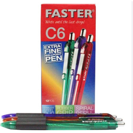 

(Pak/12Pcs) FASTER - Bolpen C6 / Extra Fine Pen