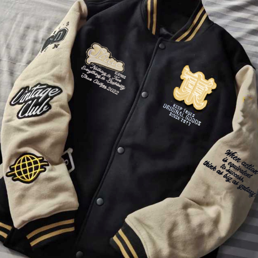 DIJAMIN ORI Jaket Varsity Baseball Full Bordir  Jaket Bomber Varsity Vintage  Jaket Baseball Pria Ar