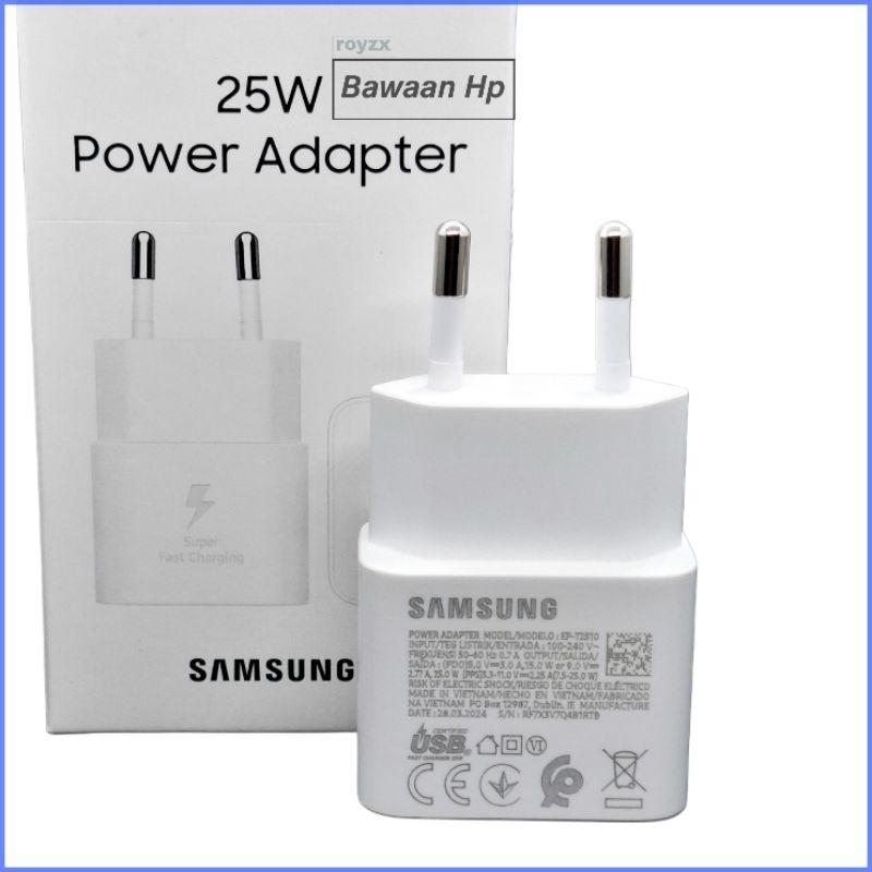 Charger Samsung 25 Watt Super Fast Charging Original C to C A54 A05s A15 A55 A35 Bawaan Hp