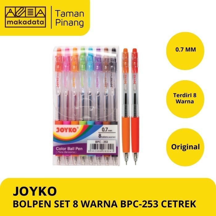 

BALLPOINT / PULPEN / BOLPEN / BOLPOINT JOYKO SET 8 WARNA BPC-253 (1 PCS)
