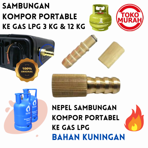 Nepel Sambungan Kompor Portable Ke Tabung Gas LPG Bahan Kuningan