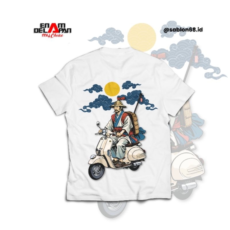 Kaos Distro Japanese Old Vespa Pria / Wanita Combed 24s | Putih