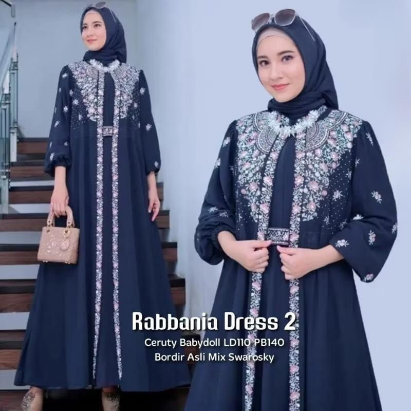 Gamis Ceruty Bordir/Rabbania Dress Bordir/Rabbania dress Jumbo