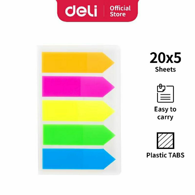 

Deli Index Tabs 43 x 12mm / 5x20 sheets 5 Warna Perekat Kuat Tahan Lama A106 02