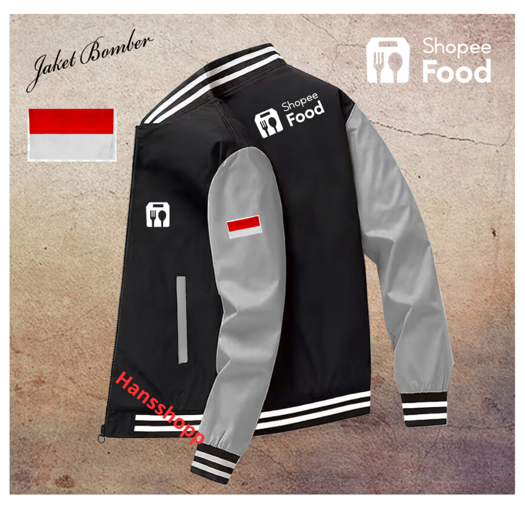 jaket shopefood, Putih  jaket bomber jaket parasut .jaket food