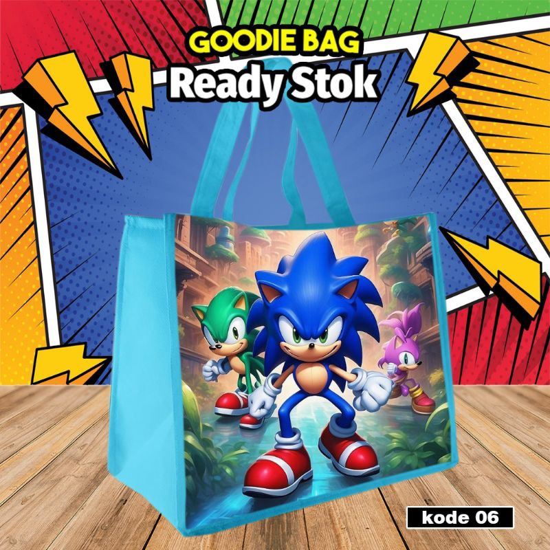 

{TAS KADO HAMPERS 10Pcs} goodie bag/tas kado karakter SONIC/kode 06