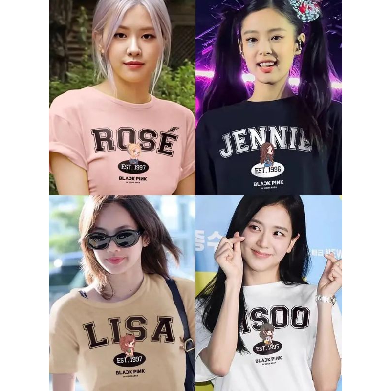 Kaos Blackpink Cute Gambar Jisoo Lisa Jennie Rose Bahan Cotton 30S Premium Pria Wanita Tshirt Blackp