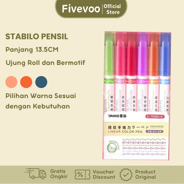 

FIVEVOO Flower Shaped Outline Pen Curve Pen Marker Pen Cepat Kering Stabilo Color Pen