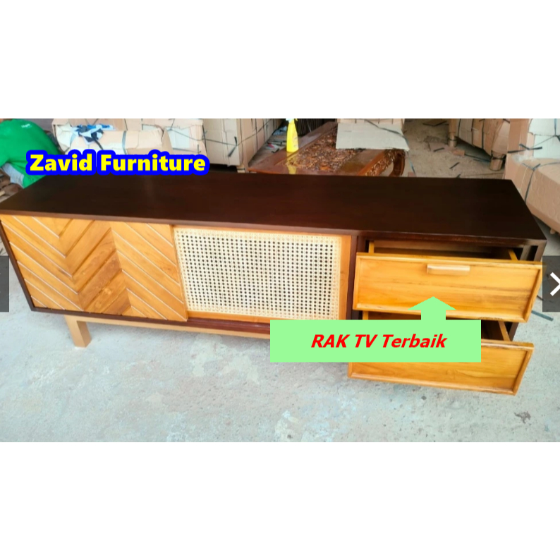 Ukuran 180cm Meja Tv Bufet TV rak Tv Cabinet Mebel Minimalis Kayu Jati