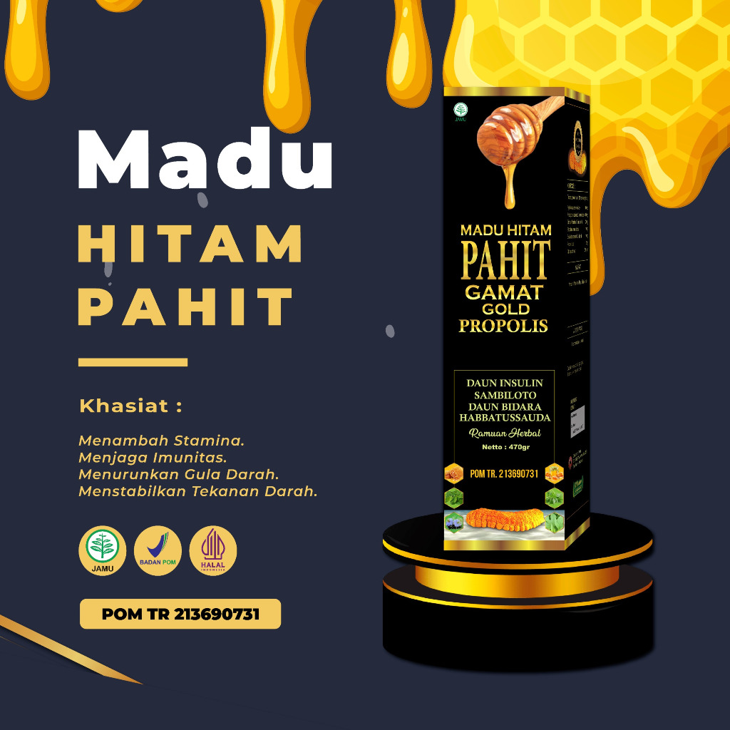 

Madu Hitam Pahit SAMBILOTO, GAMAT GOLD Plus Propolis | Madu Pahit Kautsar