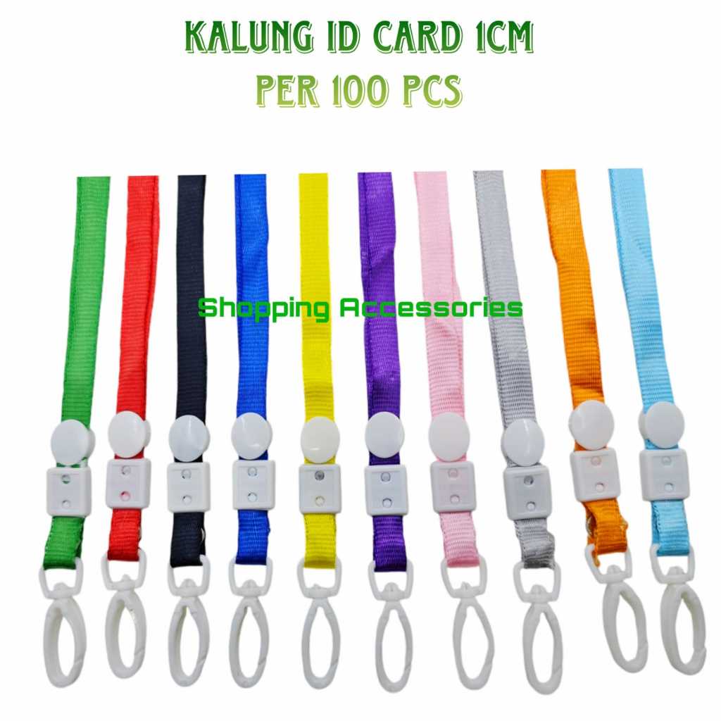 

Tali lanyard tali ID card serat poliester Tali tag nama ID card / Tali Lanyard Tali Name Tag Kait Plastik 1cm (per 100 pcs)