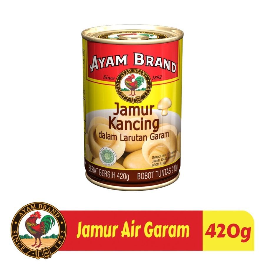 

Mushcroom in Can Ayam Brand / Jamur Kaleng Ayam Brand - 420 GRAM