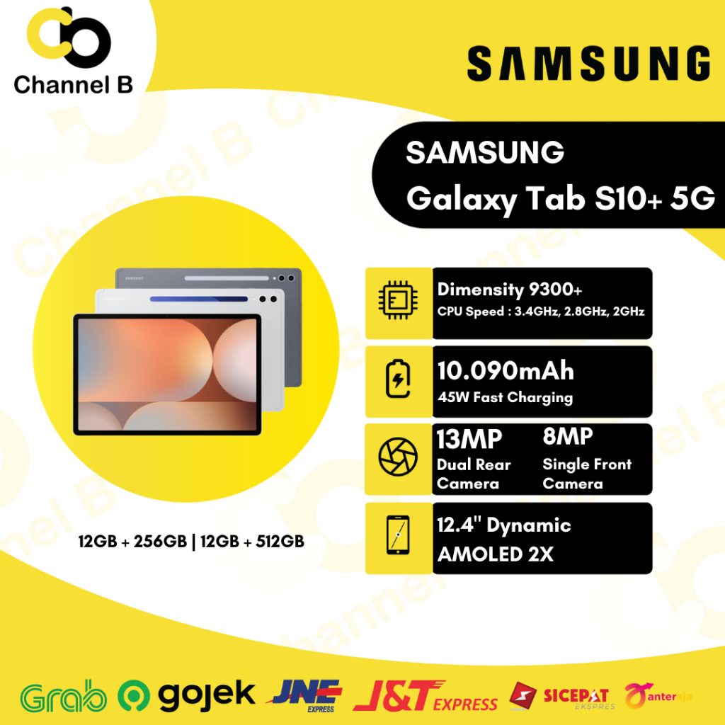 Samsung Galaxy Tab S10 Plus 5G - Tablet ( Ram 12GB + Rom 256GB | Ram 12GB + Rom 512GB) Garansi Resmi