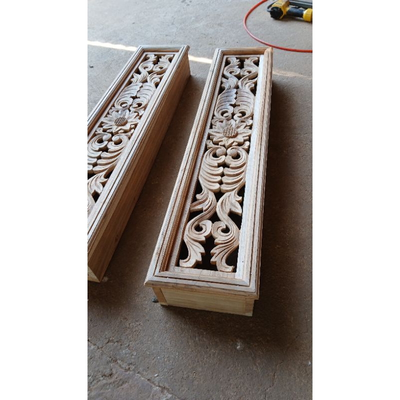loster kayu jati panjang 90x20 ukiran motif bunga kayu jati