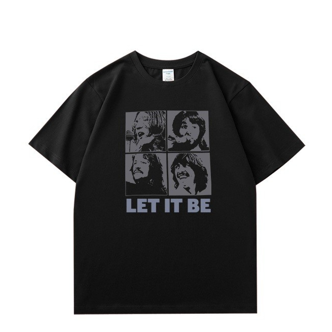 The Monseur Gallery T-shirt BEATLES The Beatles Rock Band American Retro | Kaos Wanita Putih