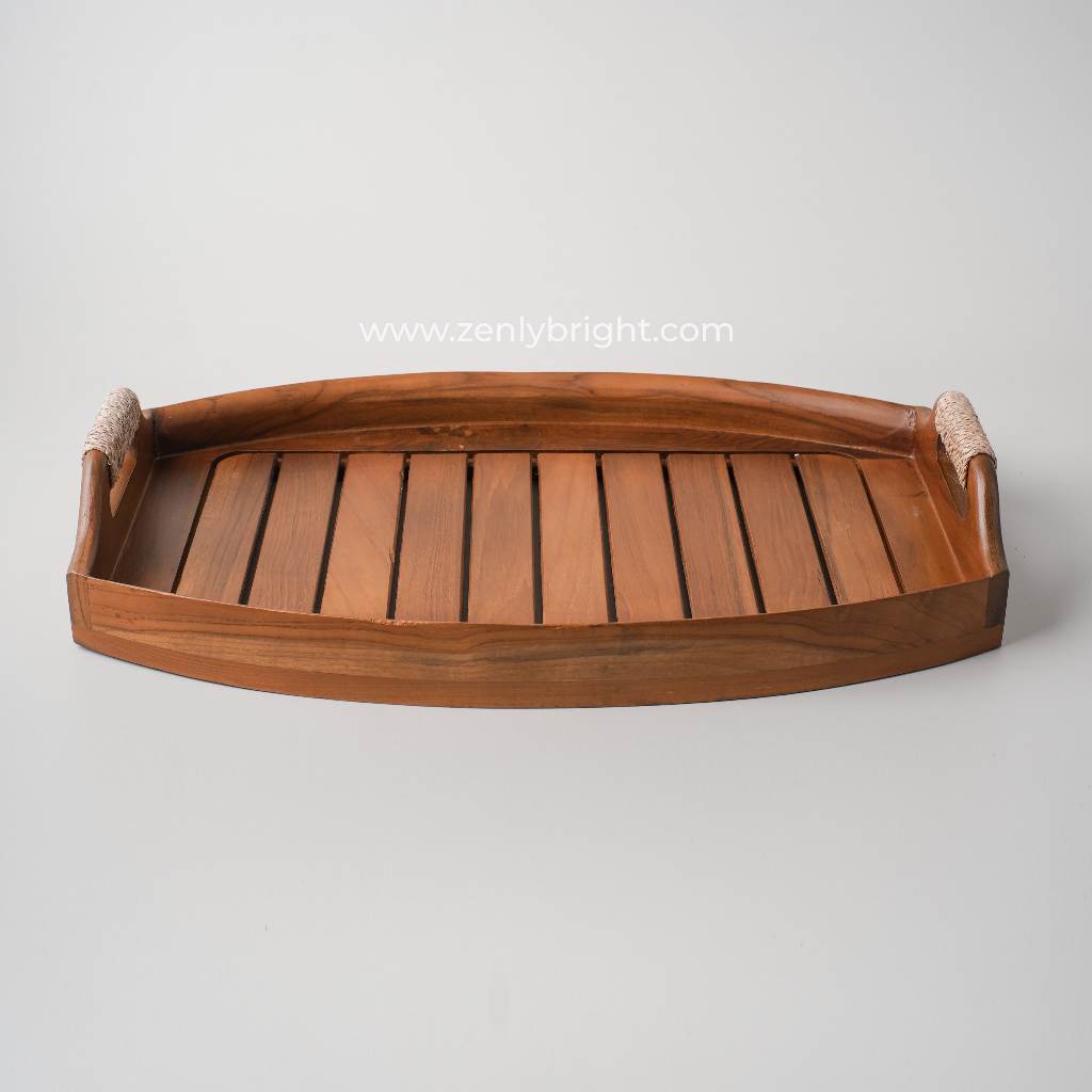 Nampan Kayu Jati Oval handle  | Wooden Tray Oval | Nampan Murah | Nampan Cafe