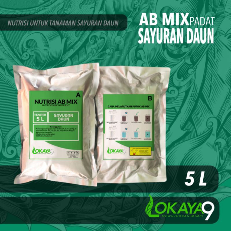 LOKAYA9 - AB mix Sayuran Daun - Ab mix Hidroponik 5 Liter - Ab mix Premium