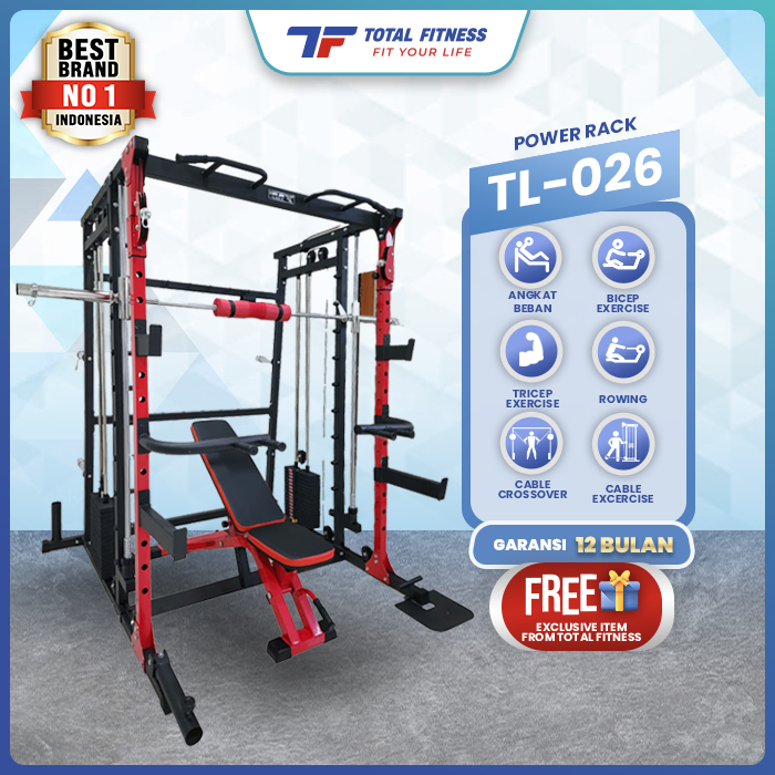 Power Rack + Beban Alat Angkat Beban TL-026 Total Fitness