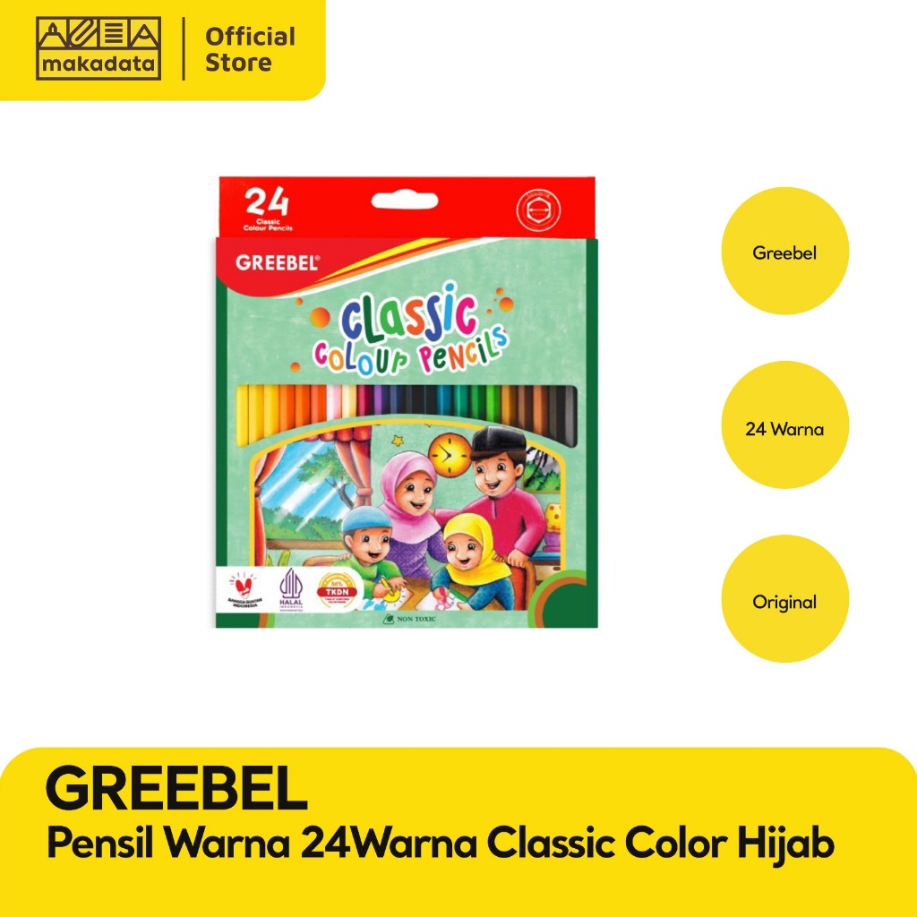 

PENSIL WARNA/ COLOUR PENCIL GREEBEL 24 WARNA CLASSIC COLOR HIJAB MURAH