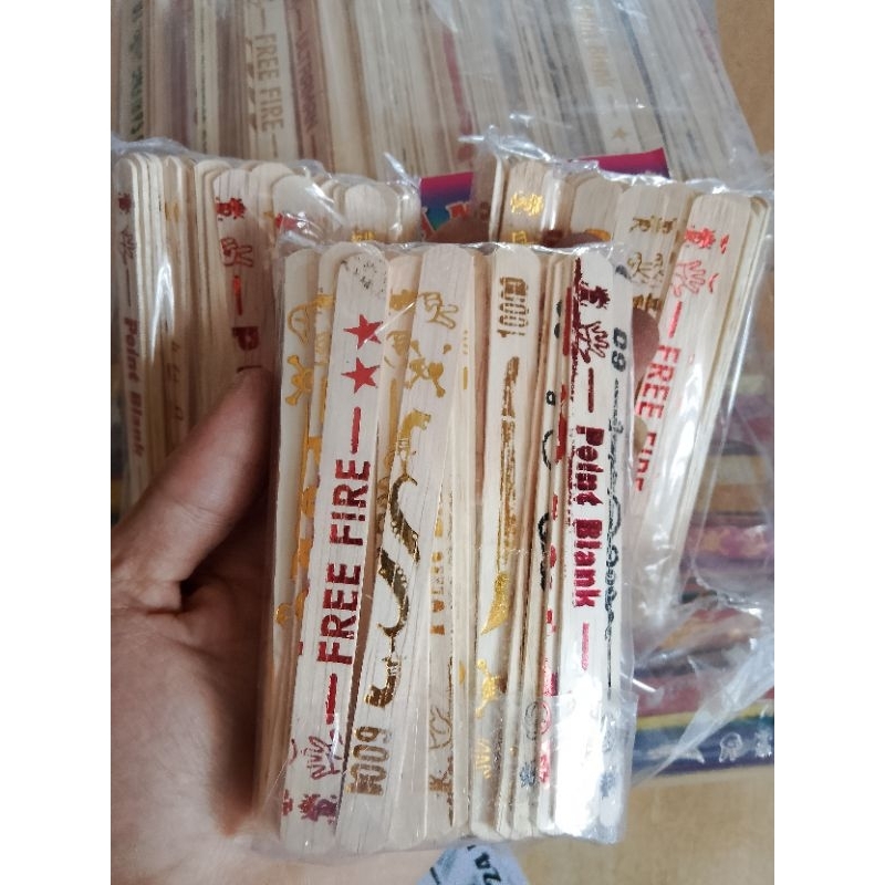 stik sablon metalik glitter emas adu gebrak 90pcs / mainan stik kayu adu