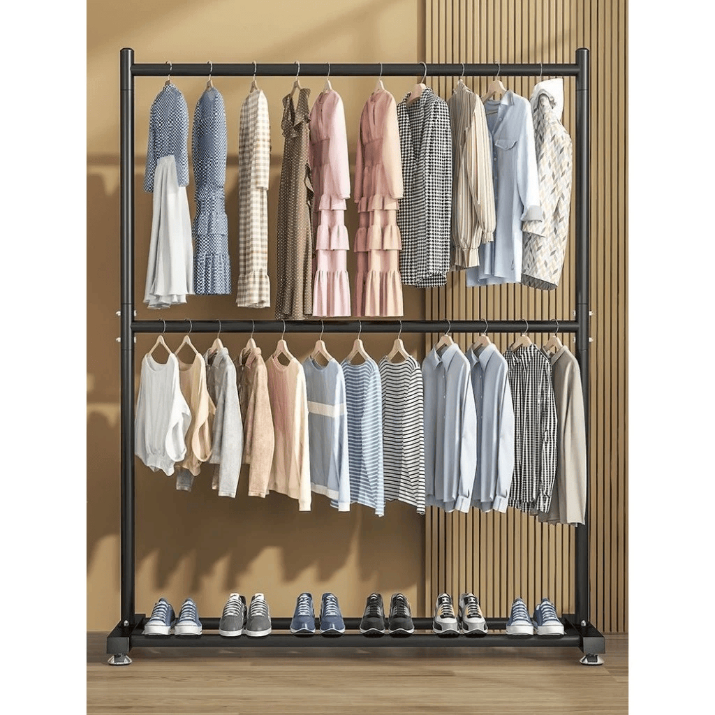 Rak Gantungan Baju Besi / Gantungan Baju Berdiri 2 Tingkat