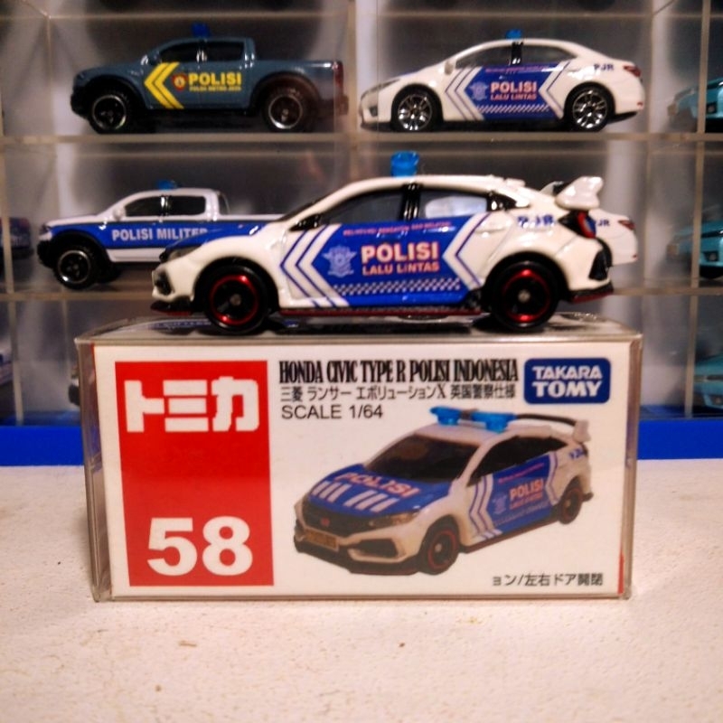 DIECAST TOMICA SKALA 1/64 HONDA CIVIC TYPE-R CUSTOM MOBIL POLISI INDONESIA PJR