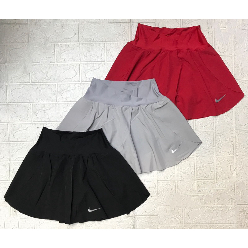 ROK CELANA WANITA DUA LAPIS MICRO LEGGING NIKE OLAHRAGA RUNNING GOLF 2 IN 1 ABU HITAM304